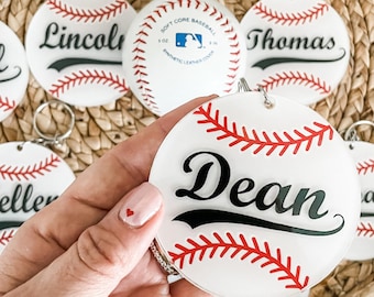 Personalized Baseball Bag Tag: Acrylic Team Player Keychain