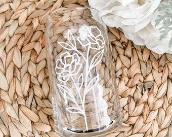 Floral Iced Coffee Beer Can Glass: 16 oz Trendy Coffee Mug