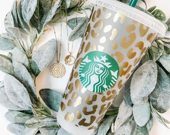 Gold Cheetah Print Tumbler: Reusable 24oz Venti Cold Cup