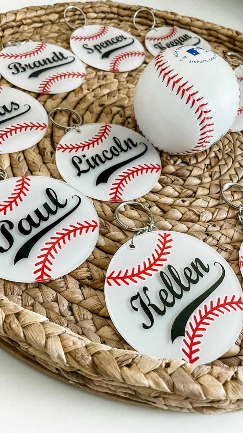 Baseball Bag Tags Personalized Bag Tags Custom Keychains Etsy