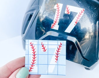 Baseball Helmet Number Decal: Athletic Vinyl Sports Personalization