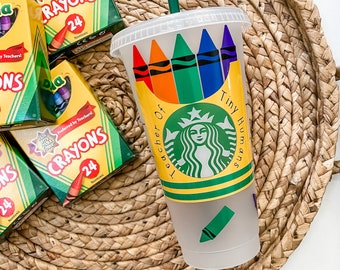 Teacher Crayon Cold Cup: Personalized 24oz Venti Tumbler