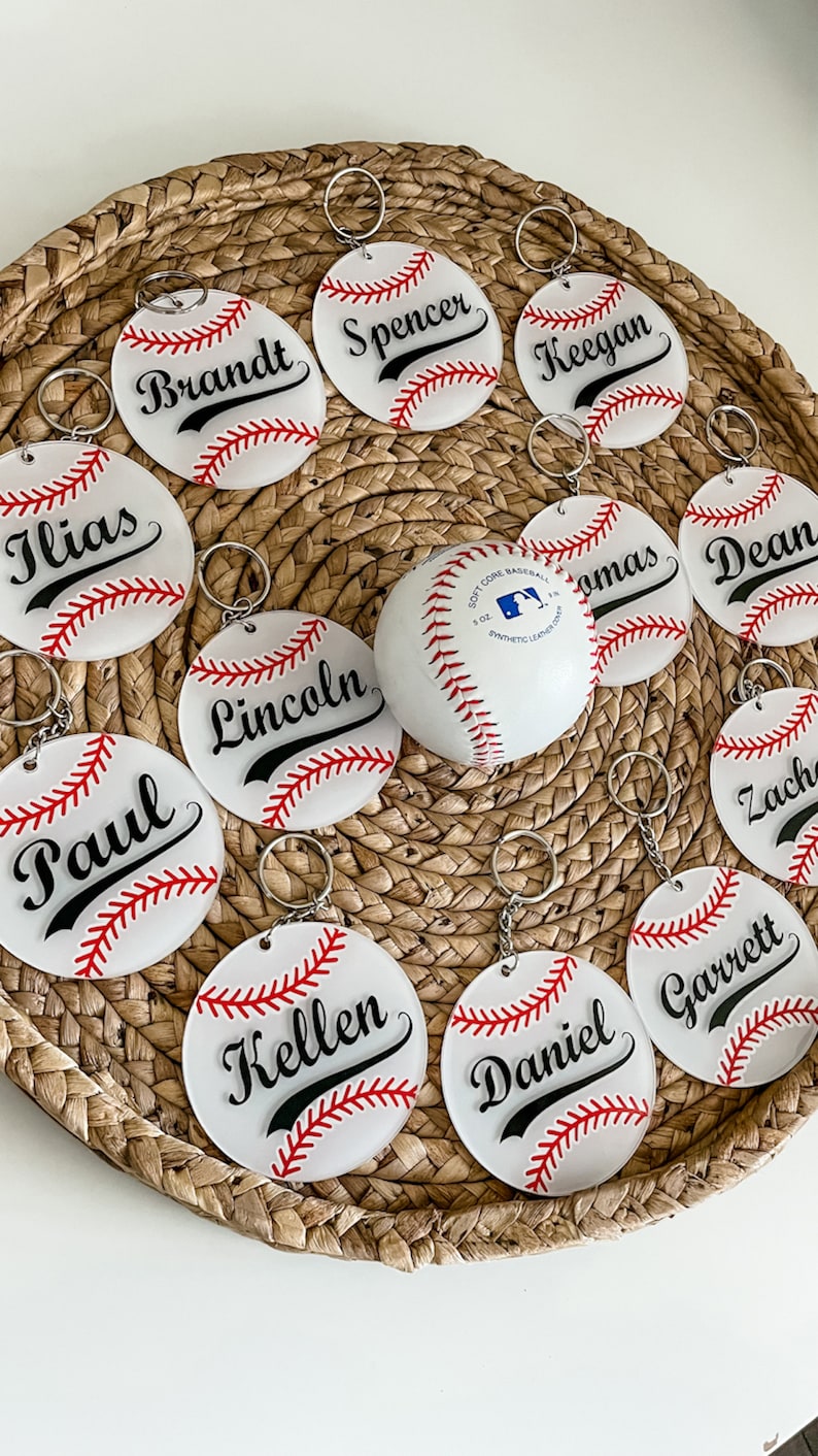 Baseball Bag Tags Personalized Bag Tags Custom Keychains Etsy