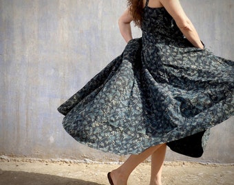Strappy Maxi Flair comfortable summer dress with deep pockets. 4 colours to choose