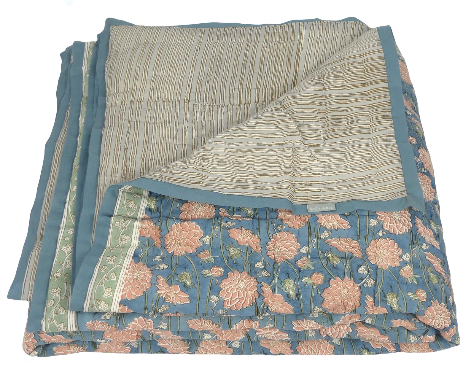 Woodblock Printed Cotton Quilt Throw. Etsy