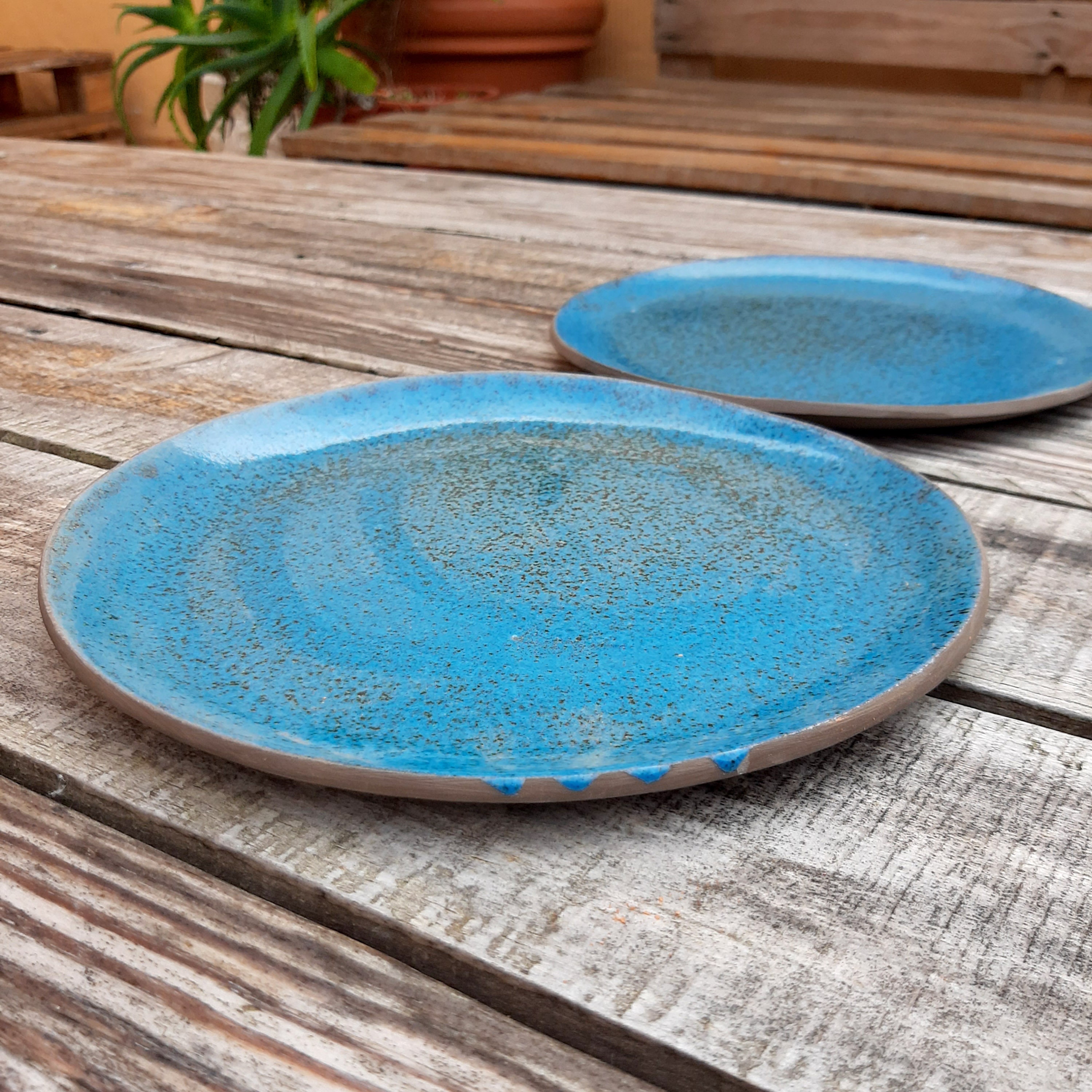 Turquoise blue Ceramic plate dessert plate handmade plate Etsy