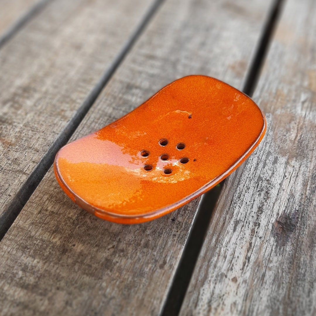 Handmade Ceramic Soap Dish Rectangle Orange Soap Dish Etsy UK