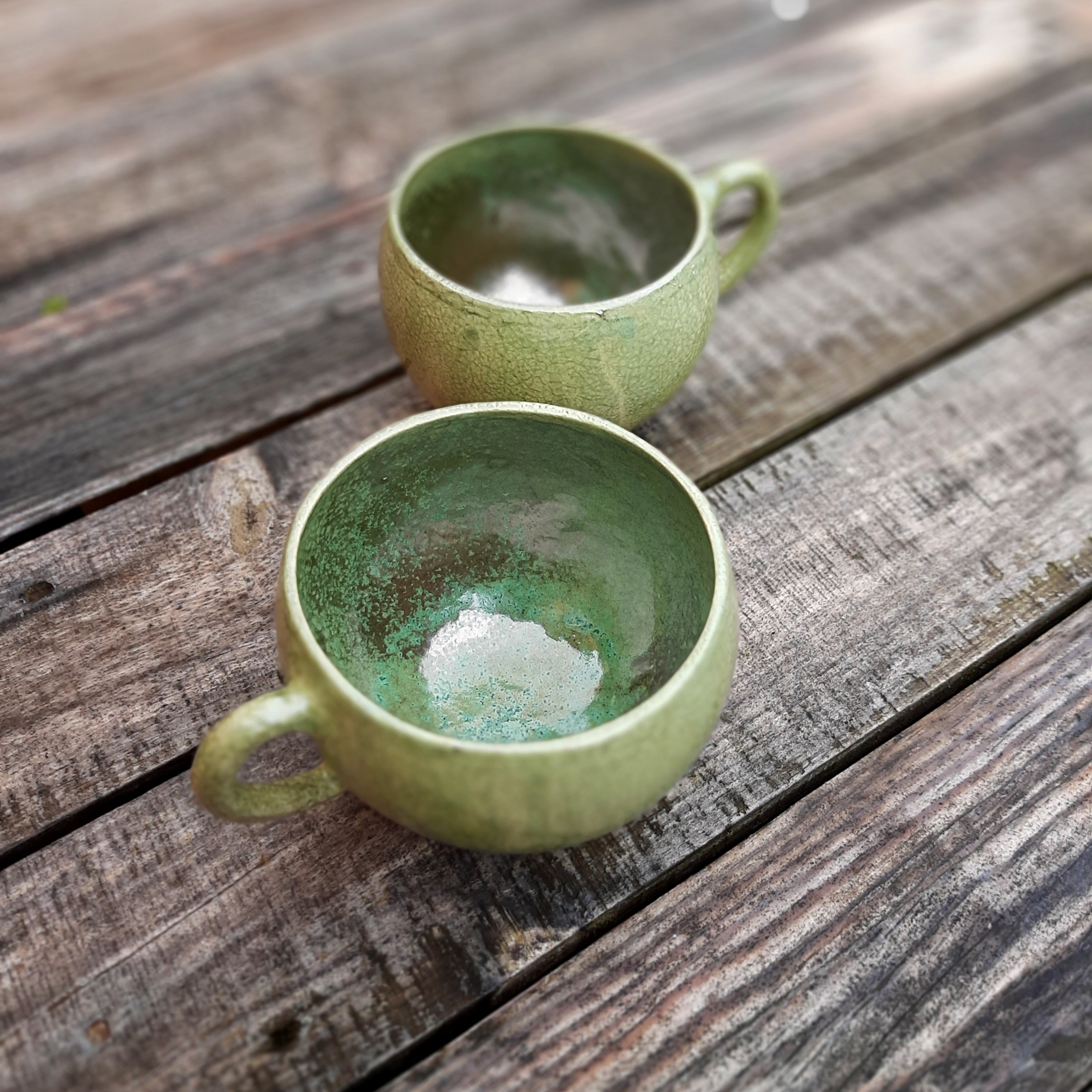 Handmade Ceramic Tea Cup Tea Mug Silver Turquoise Enamel Etsy UK