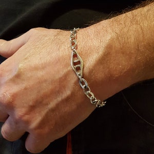Mens silver bracelet Oxidized, thick chain bracelet for men, unique gifts for men