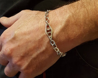 Mens silver rolo chain bracelet Oxidized, thick chain bracelet for men, unique gifts for men
