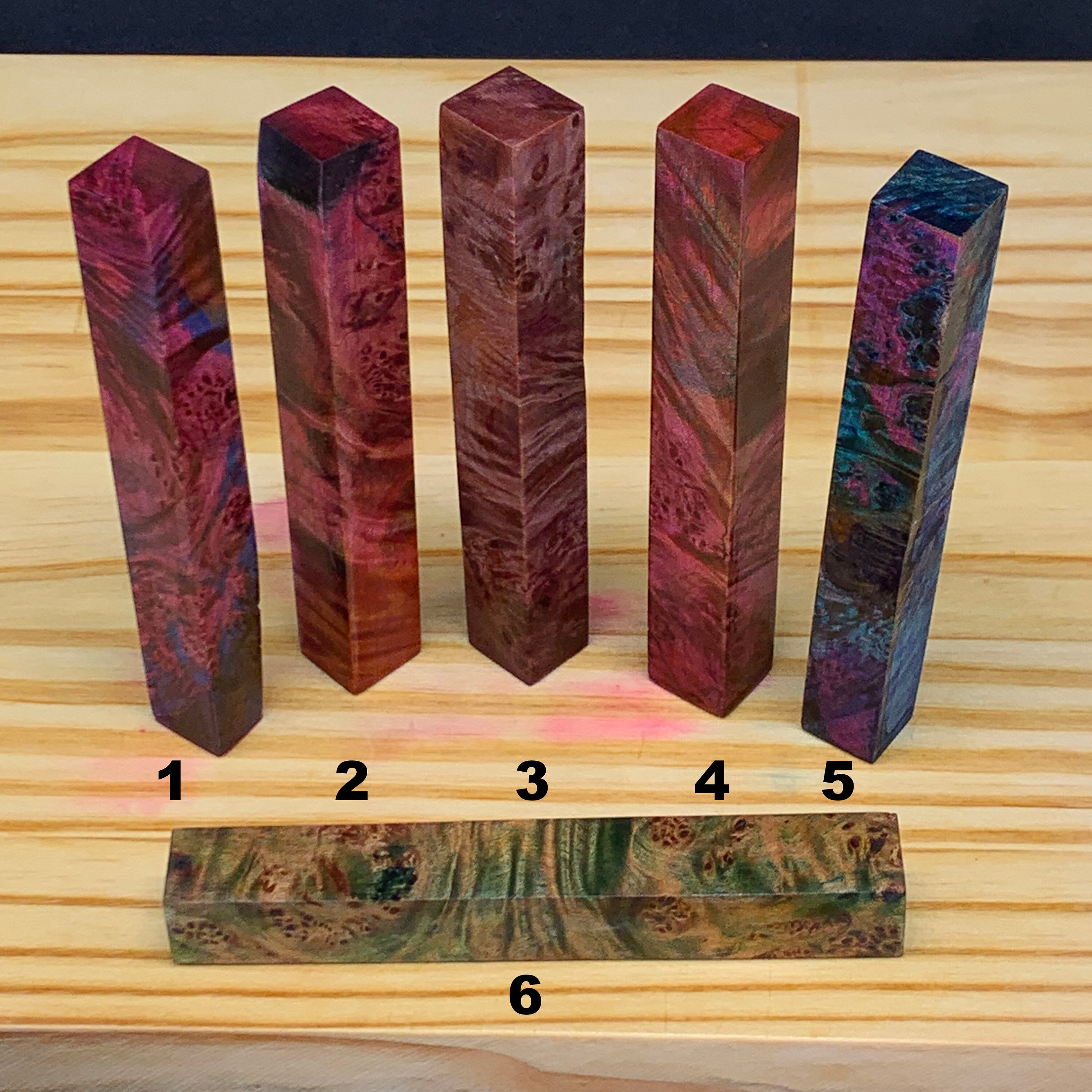 Stabalized Maple Burl Pen Blanks Double Dyed Colors Etsy België