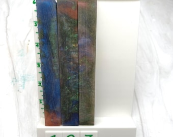 Tangerine Orange, Forrest Green and Deep Blue  Colored Resin Pen Blank