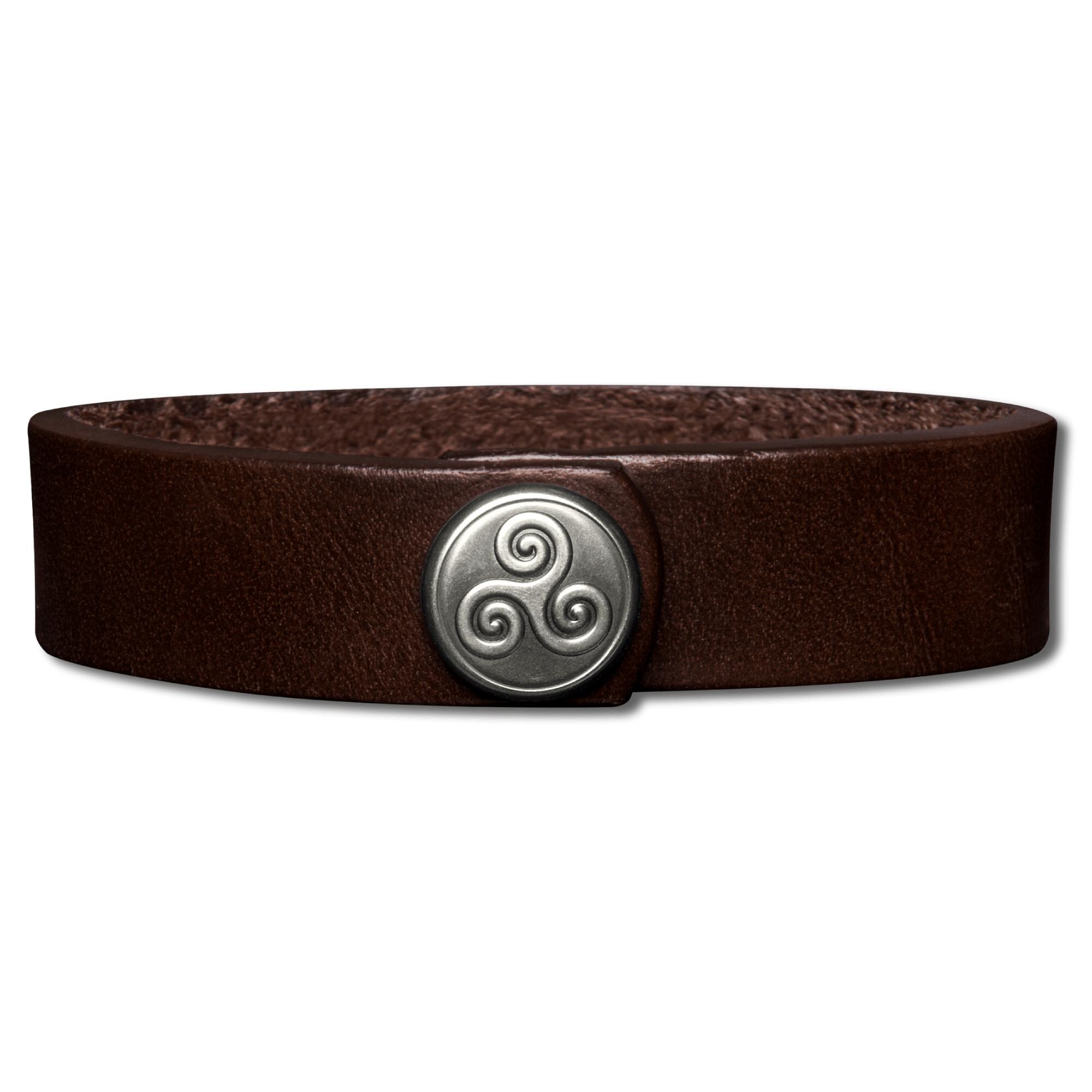 Plain Leather Bracelet Wristband Cuff 16mm Brown With Snap