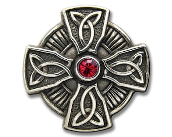 Concho / Screw Back Rivet Celtic Cross Ruby