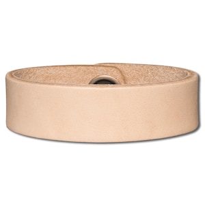 Plain Leather Bracelet Wristband Cuff 20mm Natural with Snap Fastener (Nickel Free)