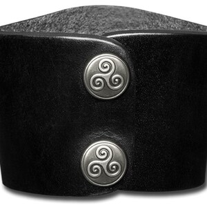 Plain Leather Bracelet Wristband Cuff 60mm Black with Snap Fastener Nickel Free image 2
