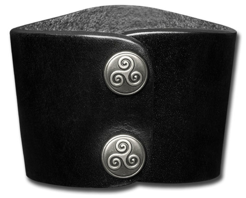 Plain Leather Bracelet Wristband Cuff 60mm Black with Snap Fastener Nickel Free image 2