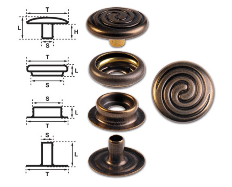 Brass nickel free RingSpring Snap Fastener Button F3 Etsy