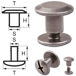 Rivetti a vite 5 MM viti a cinghia Viti Libro viti Chicago viti Rivetti per avvitamento nichel-antico