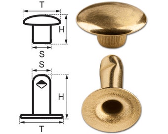 Finish: Brass-Antique nickel free 100 Double Cap Hollow Rivets 2-parts 11mm 11/12/2 Made of Iron