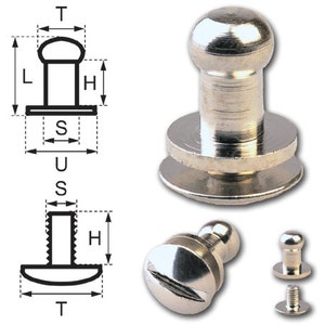 Rivetti a bottone 4,5 MM chiusura tasca cartuccia Bottoni tasca accetta nichel-lucido