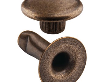 200 Doppel-Hohlnieten 2-teilig 7mm "7/8" aus Eisen (nickelfrei), Finish: messing-antik