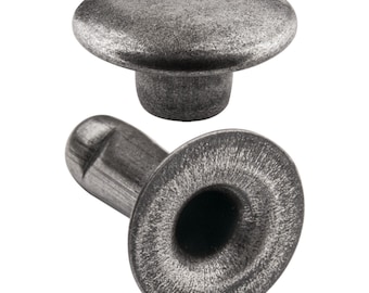 150 Doppel-Hohlnieten 2-teilig 7mm "7/8" aus Eisen (nickelfrei), Finish: silber-antik