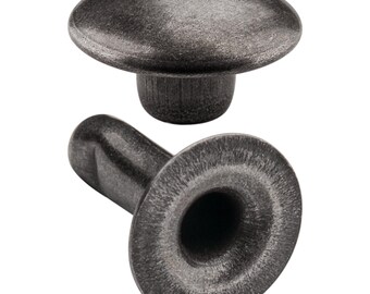 200 Doppel-Hohlnieten 2-teilig 7mm "7/8" aus Eisen (nickelfrei), Finish: nickel-antik