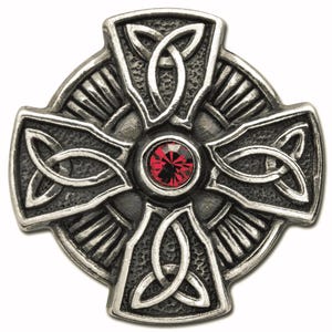 Conjunto de 3 peças de Concho / Rebite Decorativo com Parafuso em Formato de Cruz Celta e Rubi