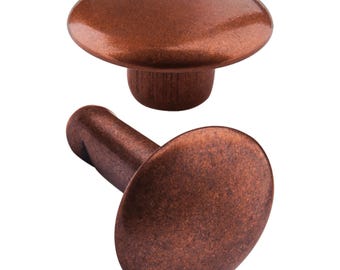 100 Doppelkopf-Hohlnieten 2-teilig 11mm "11/12/2" aus Eisen (nickelfrei), Finish: kupfer-antik