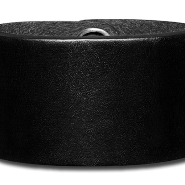 Plain Leather Bracelet Wristband Cuff 40mm Black with Snap Fastener (Nickel Free)