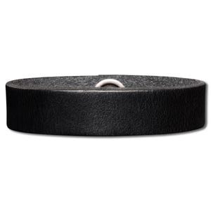Zwarte 16 mm volnerf lederen band met drukknoop (nikkelvrij)
