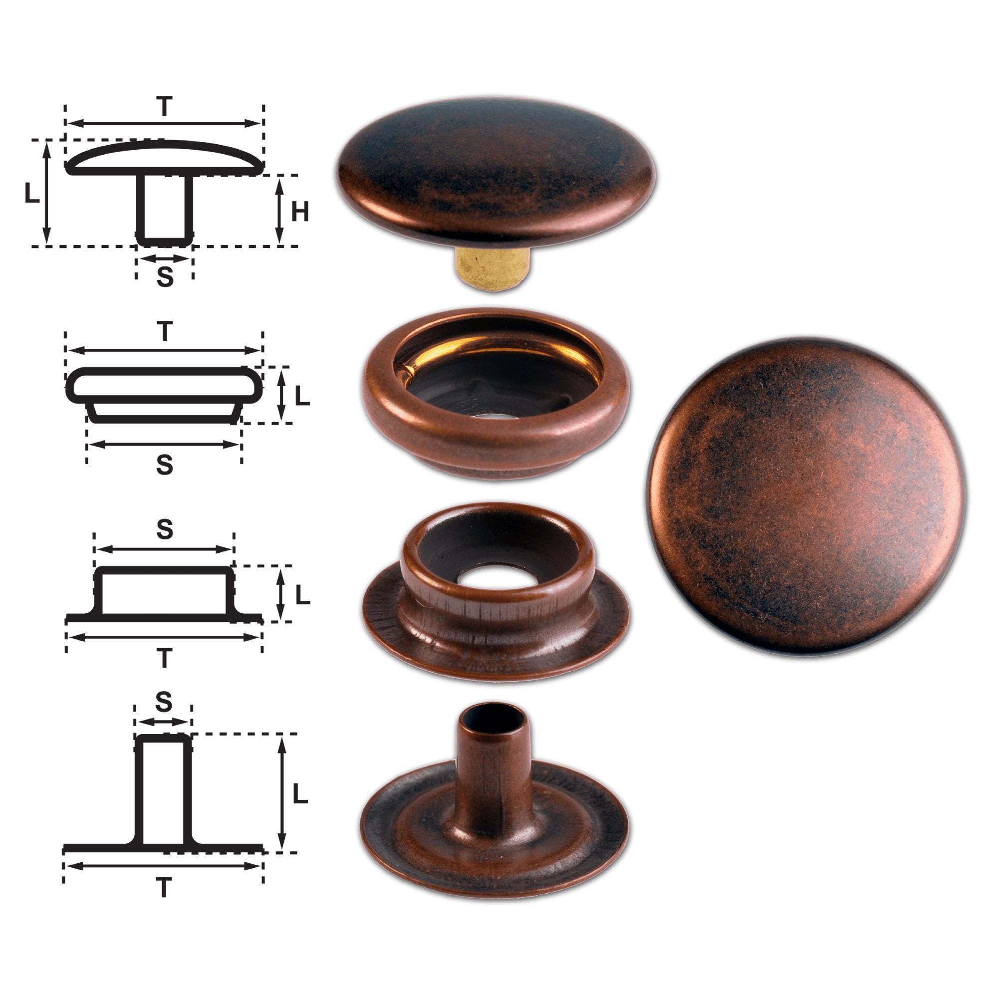 Ring Spring Snap Buttons – 17mm, Stainless Brass, Nickel-Free (Set Makes 4 Parts)