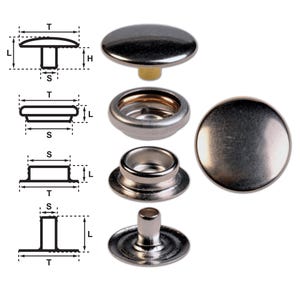 Iron (nickel included) Snap Fastener Button &quot;F3&quot; 17mm, Rapid Rivet Button, Press Snap Button, Finish: Nickel-Glossy