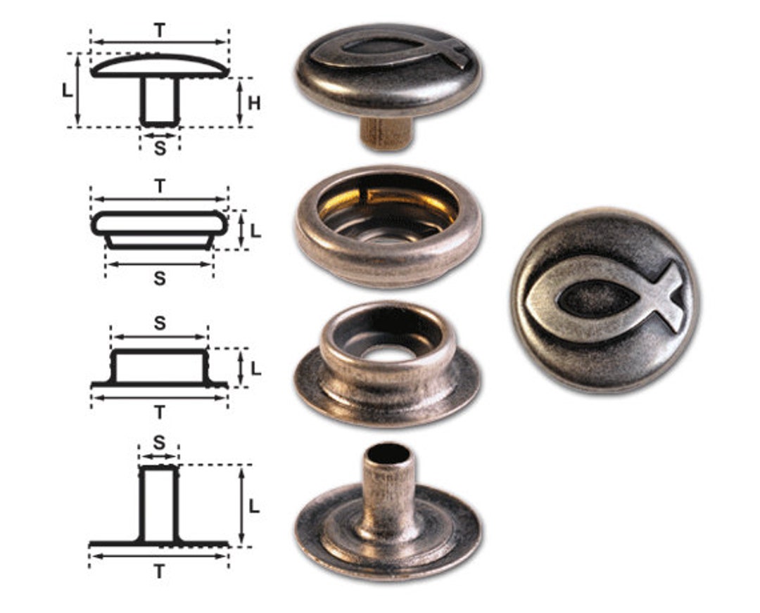 Brass nickel Free Ringspring Snap Fastener Button F3 14mm Etsy