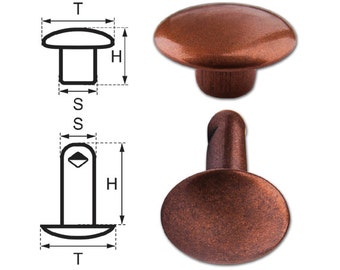 200 Double Cap Hollow Rivets 2-parts 7mm 
