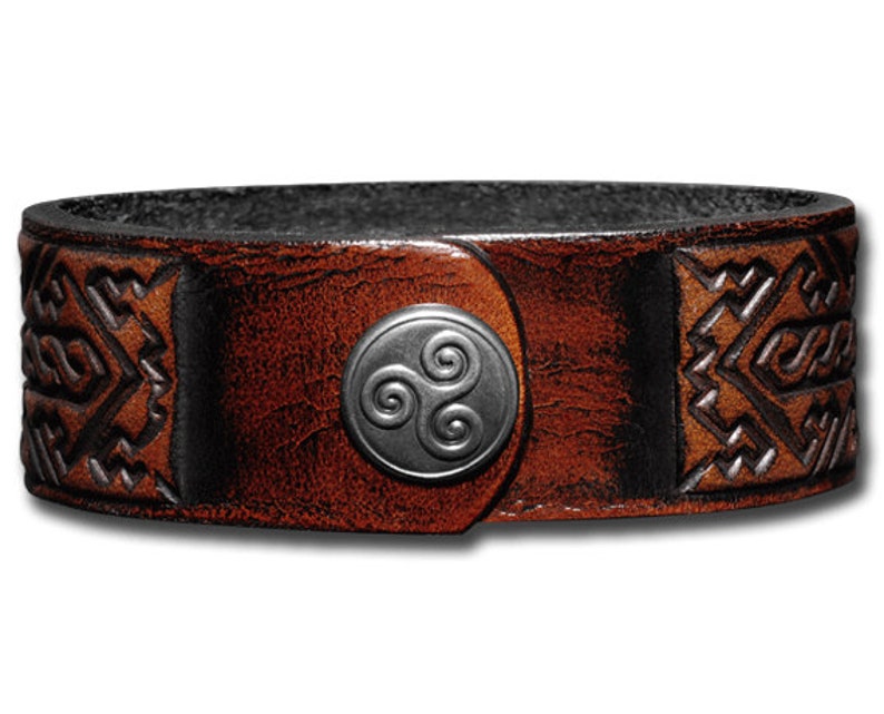 Celtic Leather Bracelet Wristband Cuff Embossed 24mm Triskel Etsy