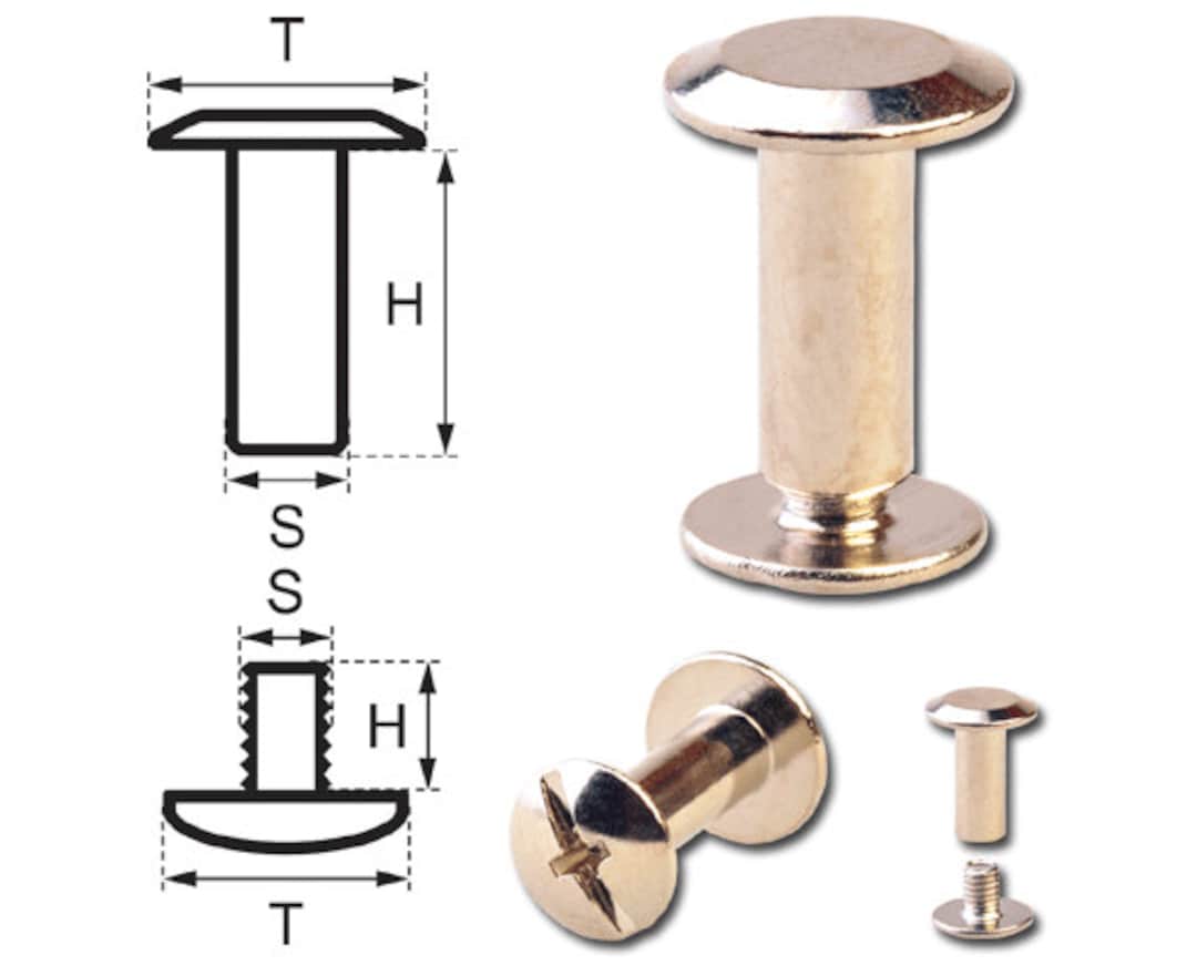 Chicago Screws 10MM Belt Screw Rivets Binding Screw Posts Nickel-glossy ...