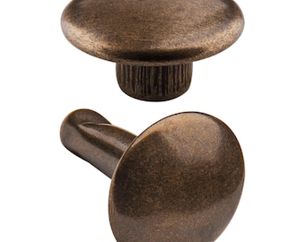 100 Doppelkopf-Hohlnieten 2-teilig 11mm "11/12/2" aus Eisen (nickelfrei), Finish: messing-antik