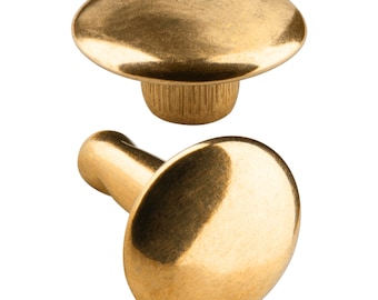 100 Doppelkopf-Hohlnieten 2-teilig 11mm "11/12/2" aus Eisen (nickelfrei), Finish: messing-glänzend (goldfarben)