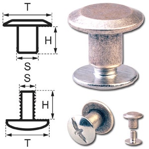 Chicago Screws 5MM Belt Screw Rivets Binding Screw Posts Silver-Antique