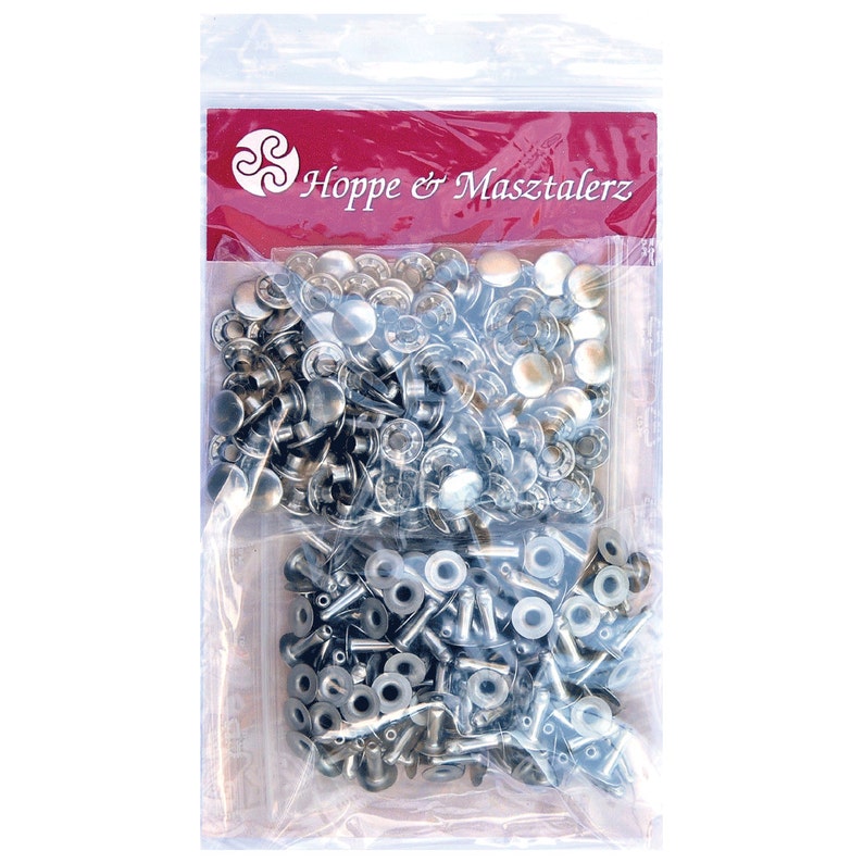 150 Single Cap Hollow Rivets 2-parts 11mm 11/12 Made of Iron nickel included, Finish: Nickel-Glossy image 2