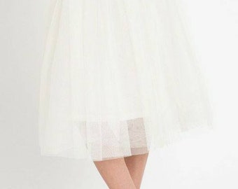 Tulle White Midi Skirt/ Net Midi Skirt/ Prom Skirt/ Brides Maid Midi Skirt/ Tutu Midi Skirt