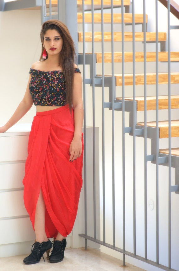 crop top and long skirt designer dress