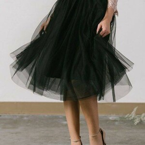 Tulle Black Midi Skirt/ Net Midi Skirt/ Prom Skirt/ Brides Maid Midi Skirt/ Tutu Midi Skirt image 1