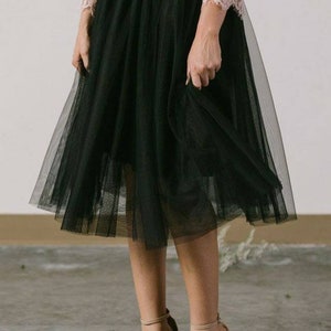 Tulle Black Midi Skirt/ Net Midi Skirt/ Prom Skirt/ Brides Maid Midi Skirt/ Tutu Midi Skirt image 2