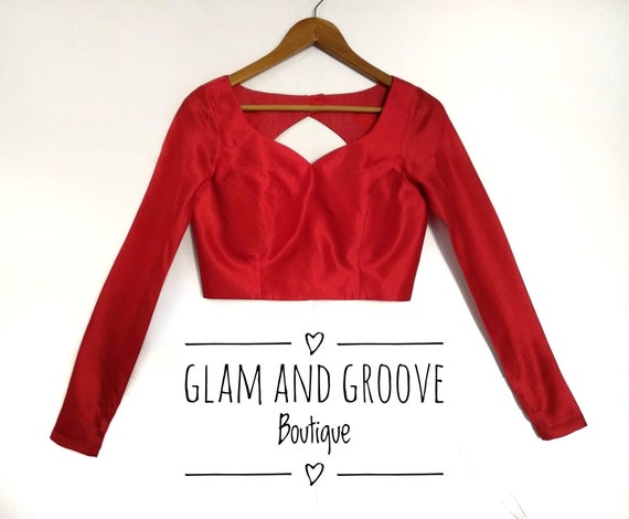 red silk blouse long sleeve