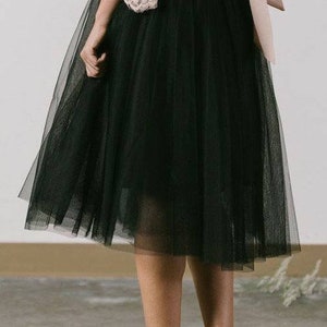 Tulle Black Midi Skirt/ Net Midi Skirt/ Prom Skirt/ Brides Maid Midi Skirt/ Tutu Midi Skirt image 3