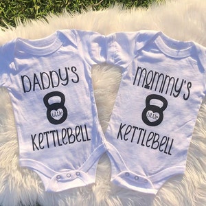 Little Kettlebell Baby Bella And Canvas Bodysuit/Lifting parents/ Gym Themed Baby Gift/Gym Parents/Gym Baby/Bella And Canvas/Ready To Ship