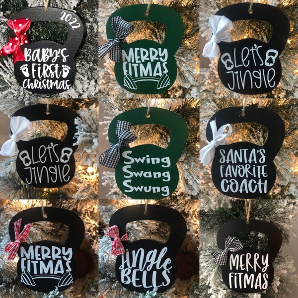 Fitness Kettlebell Ornaments/Ornement de Noël/Cadeau d’entraîneur/Cadeau de gym